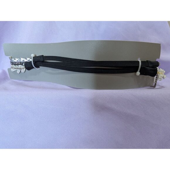 Set of 3 Headbands With Leaf & Rhinestone Design Silver Gold & Black - Picture 2 of 2